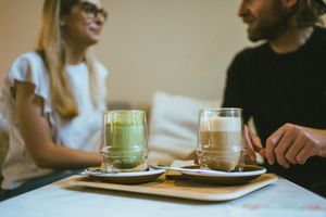 matcha latte and Chai latte ( oats milk ) at Market by Jeremy in Luxembourg City