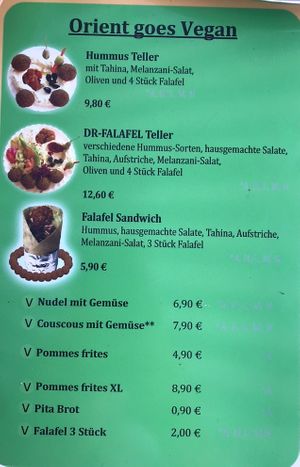 menu at Dr-Falafel in Vienna