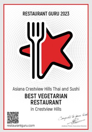 AsianA got award 2023 at Asiana Thai & Sushi in Crestview Hills