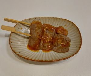 Veg Chicken/Beef Skewer w/ Satay Sauce 沙嗲雞/牛肉串 at Green Entrance - 入素 in New Territories