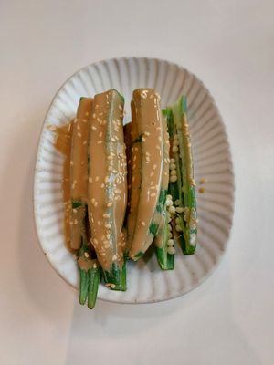 Okra with Sesame Sauce 麻醬秋葵 at Green Entrance - 入素 in New Territories