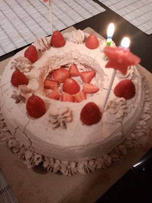 My delicious cake from Raices, I really enjoyed.. Great taste, texture and loved the strawberries!! at Raíces in Cuautitlan Izcalli