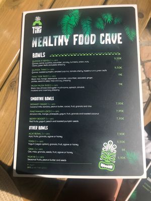 Food menu at Tiki - Healthy Food Cave in Ericeira