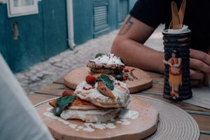 Vegan pancakes!! at Tiki - Healthy Food Cave in Ericeira