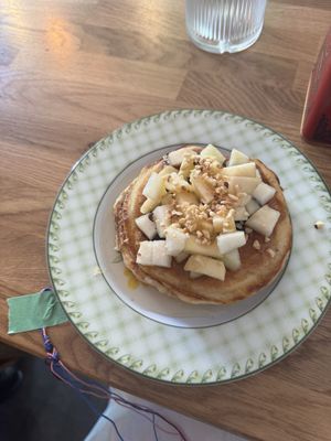 Strip and fruit topped pancakes   at Louisana in Lyon
