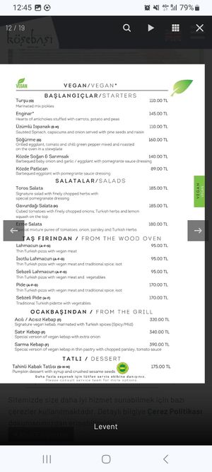 Menu1 at Köşebaşi in Istanbul