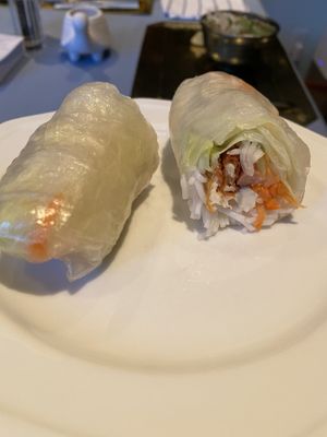 Vegan spring rolls and a vegan pho…   at The Pho in Modesto