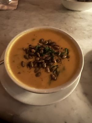 Butternut squash soup  at The Wild Olive Tree in Glasgow