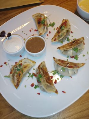 Japanese geosa dumplings. at Good Food Bowl in Moscow