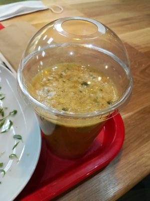 Tangerine-carrot smoothie at Good Food Bowl in Moscow