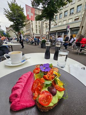 Avocado and toast, requested without burrata or other cheese. at Confiserie Sprüngli in Zurich