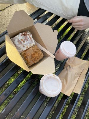 Biscoff cinnamon bun and maple pecan cinnamon bun  at Babyfaced Baker in Edinburgh