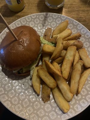 Vegan ‘buttermilk’ burger - satay sauce  at The White Horse Inn in Neatishead