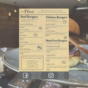Burger menu at Cafe Morso in Coventry