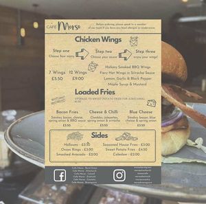 Wing menu at Cafe Morso in Coventry