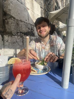 My raspberry lemonade! 🍋  at Hamsa in Krakow