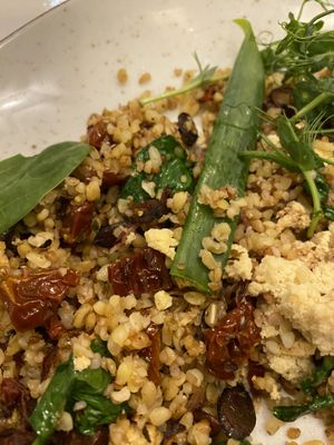 Vegan bulgur stir fry   at Hamsa in Krakow