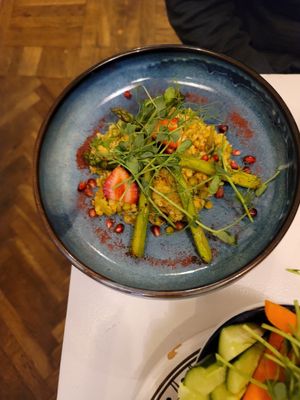 Bulghar stir fry at Hamsa in Krakow