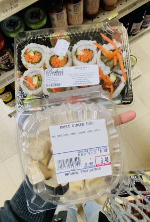 Vegan sushi and baked tofu  at Natural Provisions in St Johnsbury