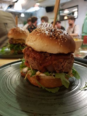 Vegan burger at Bubalus Burger Bar in Trogir