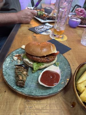Vegan burger  at Bierfabriek in Amsterdam