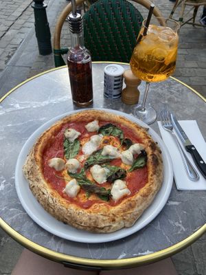 Vegan pizza rossa  at Chicago Trattoria in Brussels