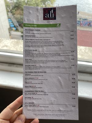 Vegan menu  at Ali Ocakbaşi - Karaköy in Istanbul