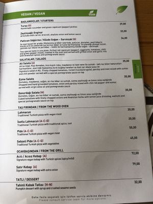 Menu  at Ali Ocakbaşi - Karaköy in Istanbul