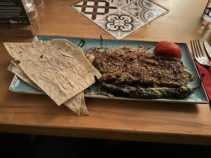 Vegan kebab (tastes better than it looks)  at Ali Ocakbaşi - Karaköy in Istanbul