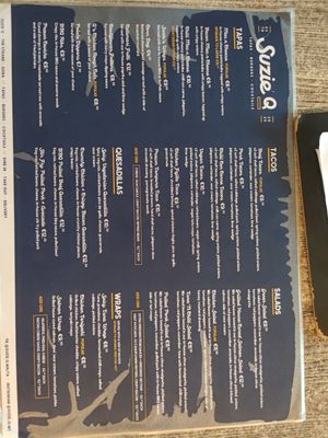 Menu back at Suzie Q in Gzira