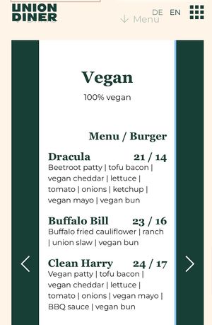 burger options   at Union Diner - Bellevue in Zurich