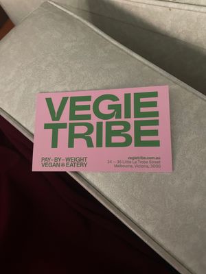 Business card at Vegie Tribe in Melbourne