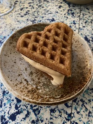 Super yum waffle ice cream sandwich!  at Analogue Initiative in Central Singapore