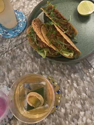 Jackfruit Tacos, Passionfruit Cocktail  at Analogue Initiative in Central Singapore