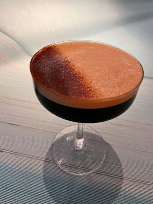 Faux espresso with raspberry powder. #Veganuary at Analogue Initiative in Central Singapore