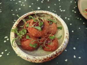 Mushroom croquettes at Analogue Initiative in Central Singapore