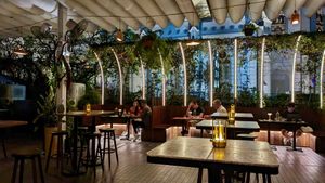 Outdoor seating at Analogue Initiative in Central Singapore