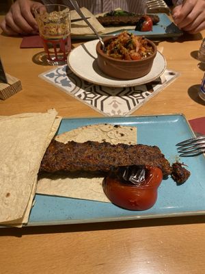 Kebap & Grilled eggplant-pepper salad  at Ali Ocakbaşi in Istanbul