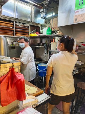 Pancake in the making at 682 Min Jiang Kueh in Northeast Singapore