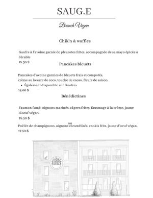 Menu at SAUG.E cuisine végane in Sherbrooke