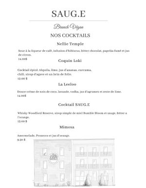 Menu at SAUG.E cuisine végane in Sherbrooke