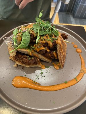 Chick’n Crêpes 😍 (with spicy sauce, perfect)  at SAUG.E cuisine végane in Sherbrooke