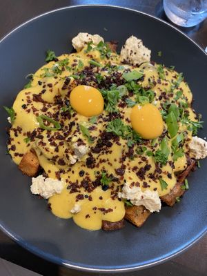 Breakfast poutine (very generous portion, so delicious)  at SAUG.E cuisine végane in Sherbrooke