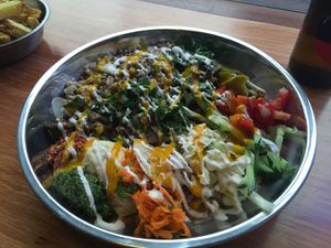 Mushroom shawarma bowl at Falafeleria - Lavapiés in Madrid