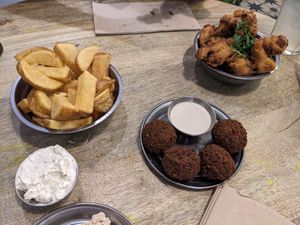 Chips, coliflower, falafel at Falafeleria - Lavapiés in Madrid