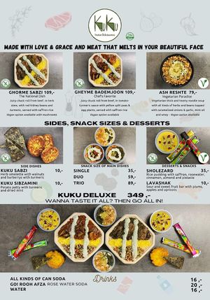 Menu at KUKU in Copenhagen