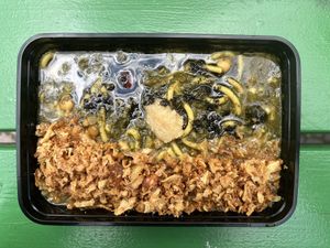 Ash Reshte! Made vegan, of course. The crunchy onions and mint oil made this really special.  at KUKU in Copenhagen