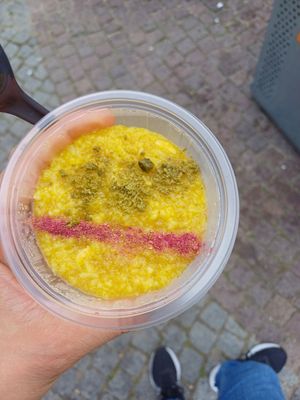 Saffron-pistachio-rosewater rice pudding. Delicious! at KUKU in Copenhagen