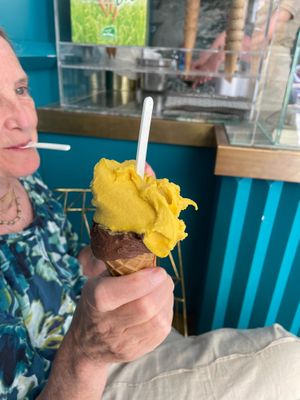 Dark cholocate and mango. at Gelateria Villi in Olbia