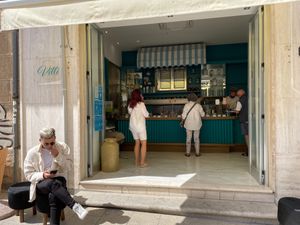 Some limited seating available - it's mainly a walk-in, walk-out ice cream shop. at Gelateria Villi in Olbia